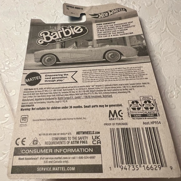 Hot Wheels Barbie The Movie 1956 Corvette - Pink - Picture 3 of 3